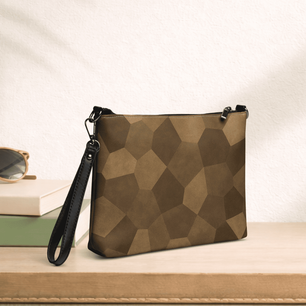 Pochette bandoulière en faux cuir, couleur marron