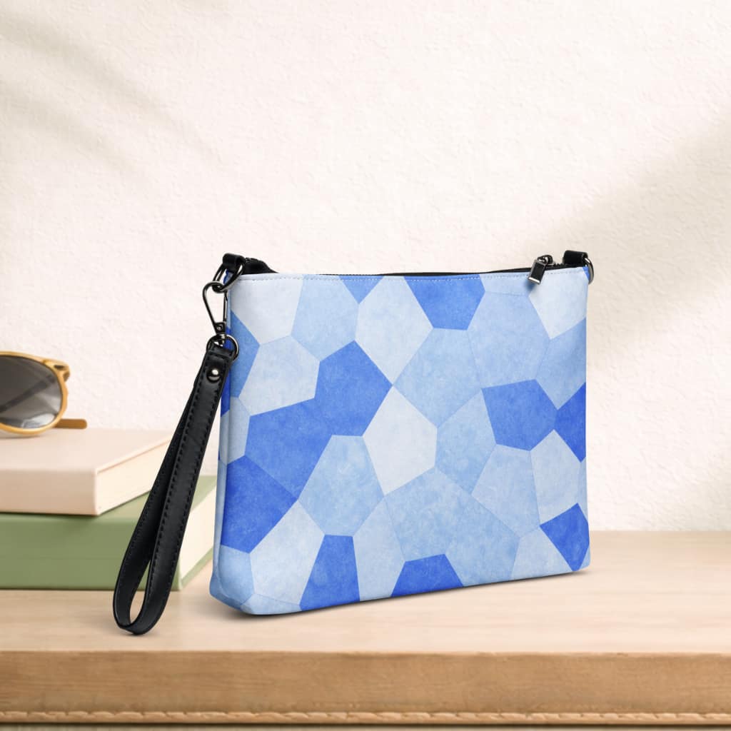 Pochette bandoulière en faux cuir, couleur bleu clair