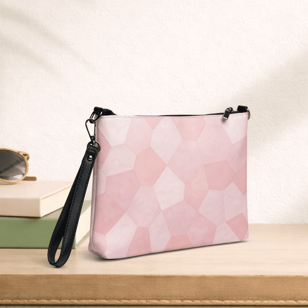 Pochette bandoulière en faux cuir, couleur rose