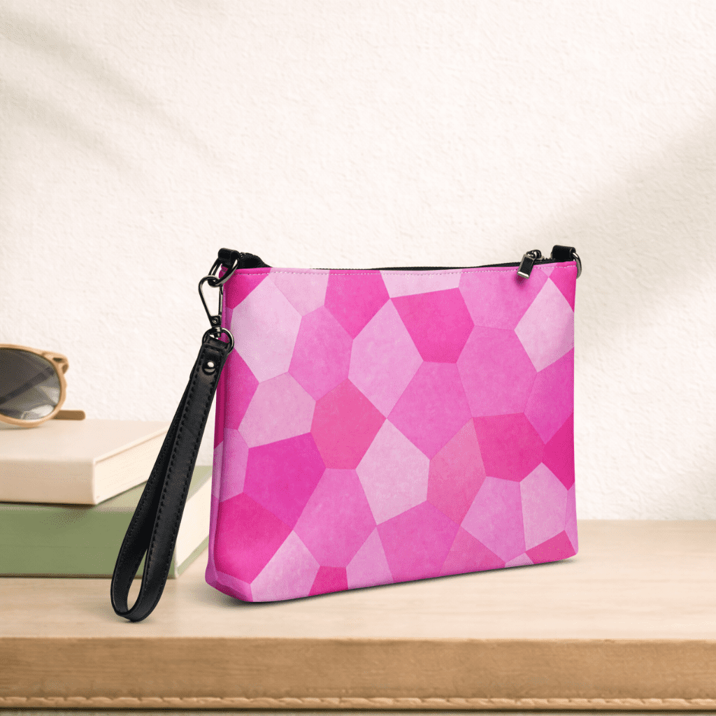 Pochette bandoulière en faux cuir, couleur rose