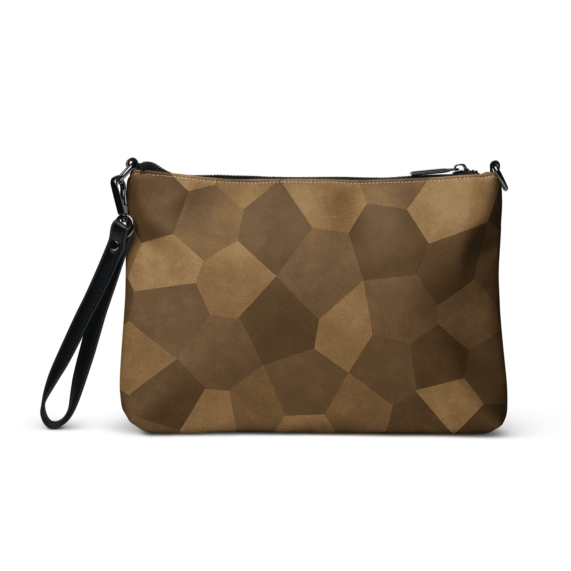 Pochette bandoulière en faux cuir, couleur marron