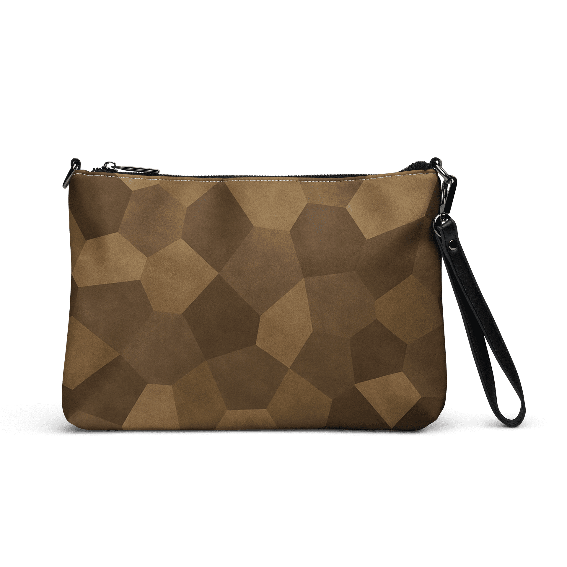 Pochette bandoulière en faux cuir, couleur marron