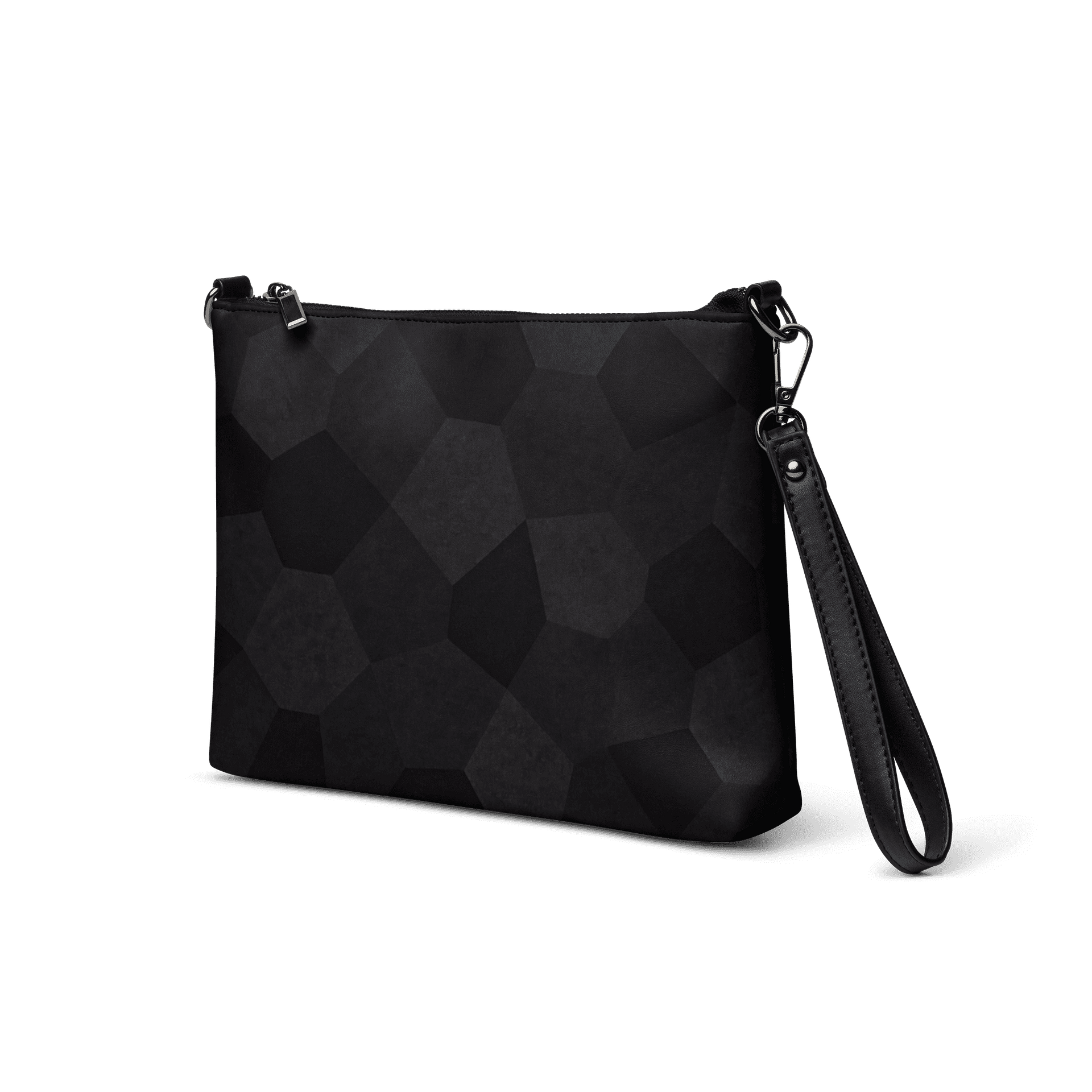 Pochette bandoulière en faux cuir, couleur noir