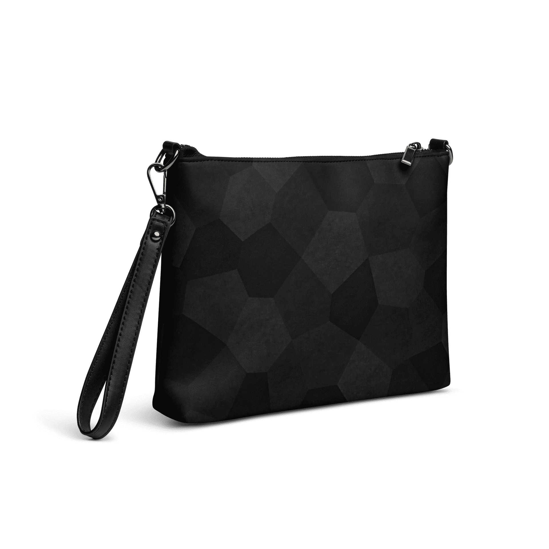 Pochette bandoulière en faux cuir, couleur noir