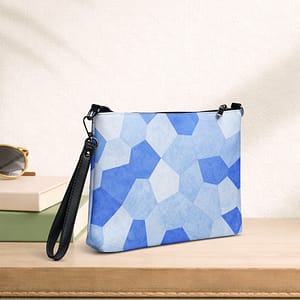 Pochette bandoulière en faux cuir, couleur bleu clair