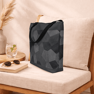 tote bag gris avec poignées en denim