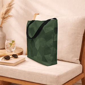 tote bag vert avec poignées en denim