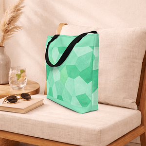 tote bag vert avec poignées en denim