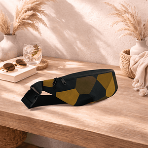 Sac banane noir et or compact, pratique et élégant. Idéal pour garder vos essentiels à portée de main.